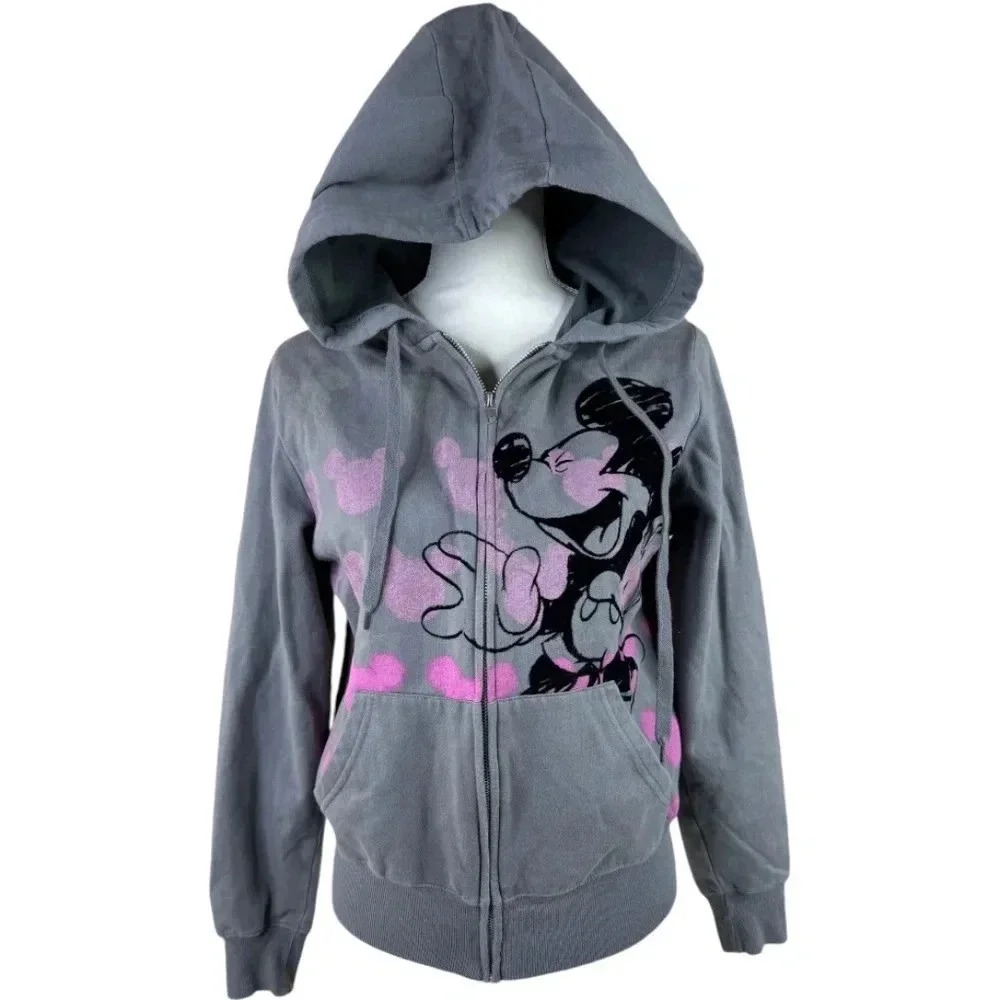 Disney World Hoodie Full Zip Sweatshirt Mickey Mouse Gray Kids Sz XL